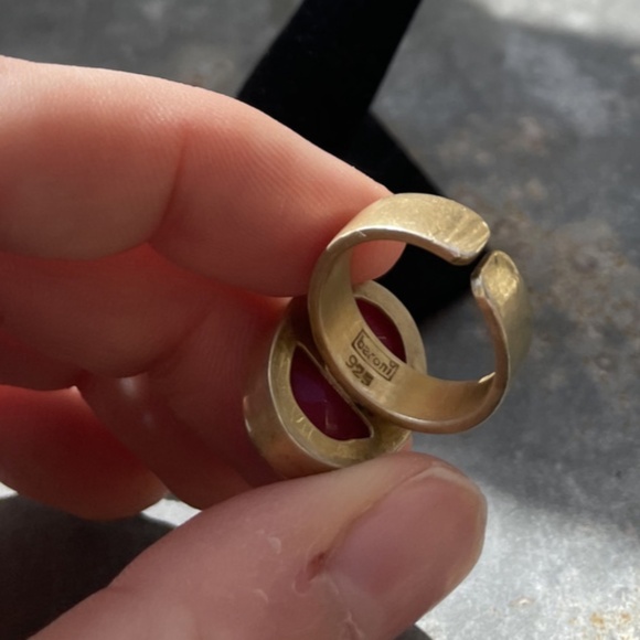Pink Ruby Gold vermeil Oval Pink Ruby signed Baroni Ring Size 5.5 - Picture 3 of 5